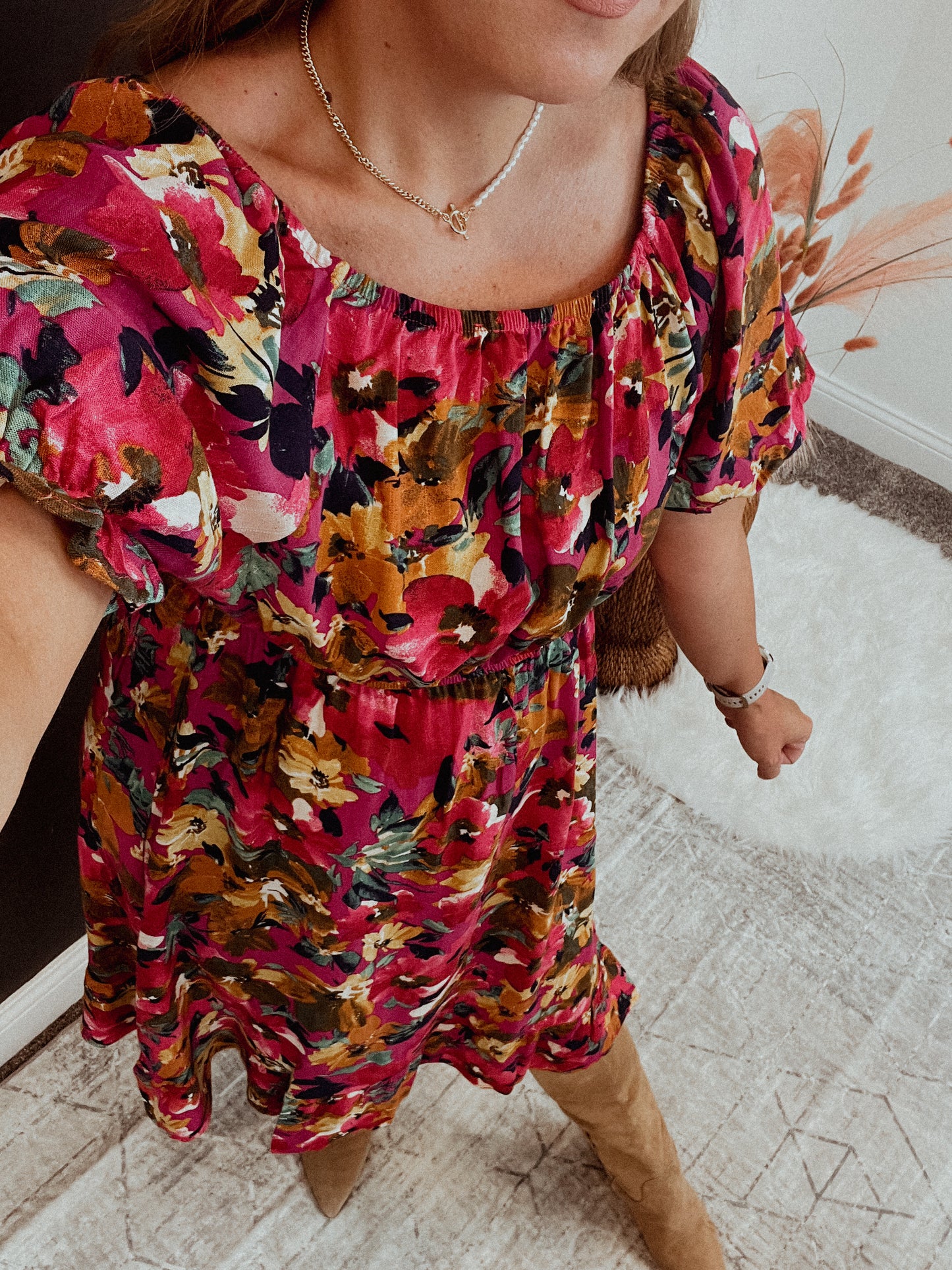 Fall Floral Midi Dress