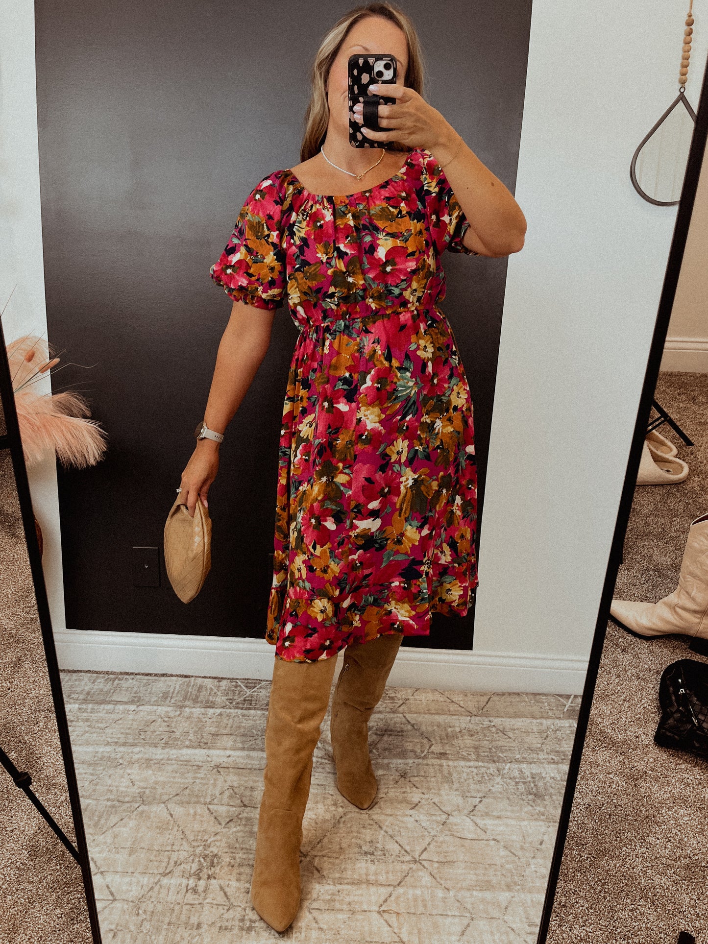 Fall Floral Midi Dress