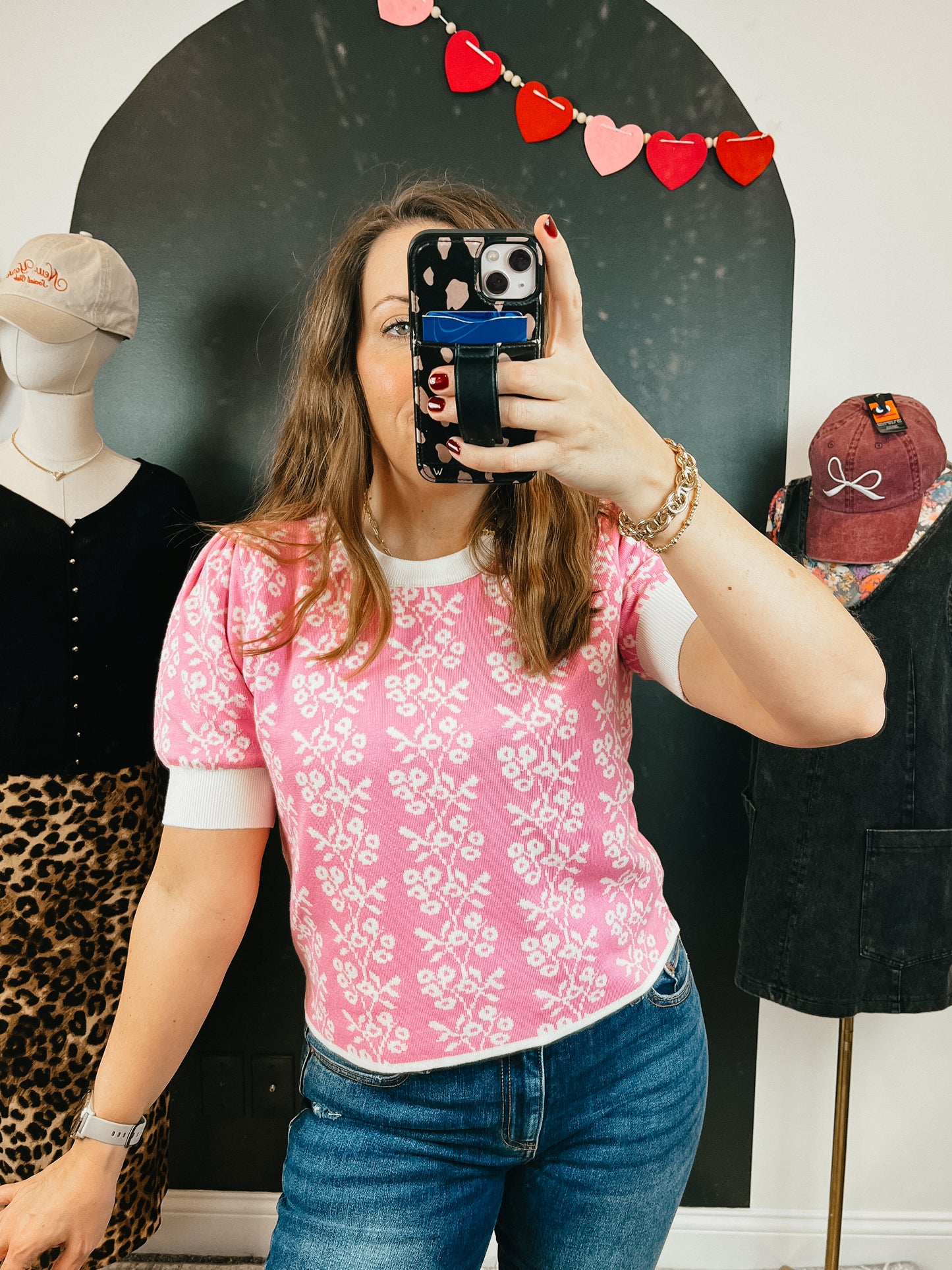 Pink Floral Sweater