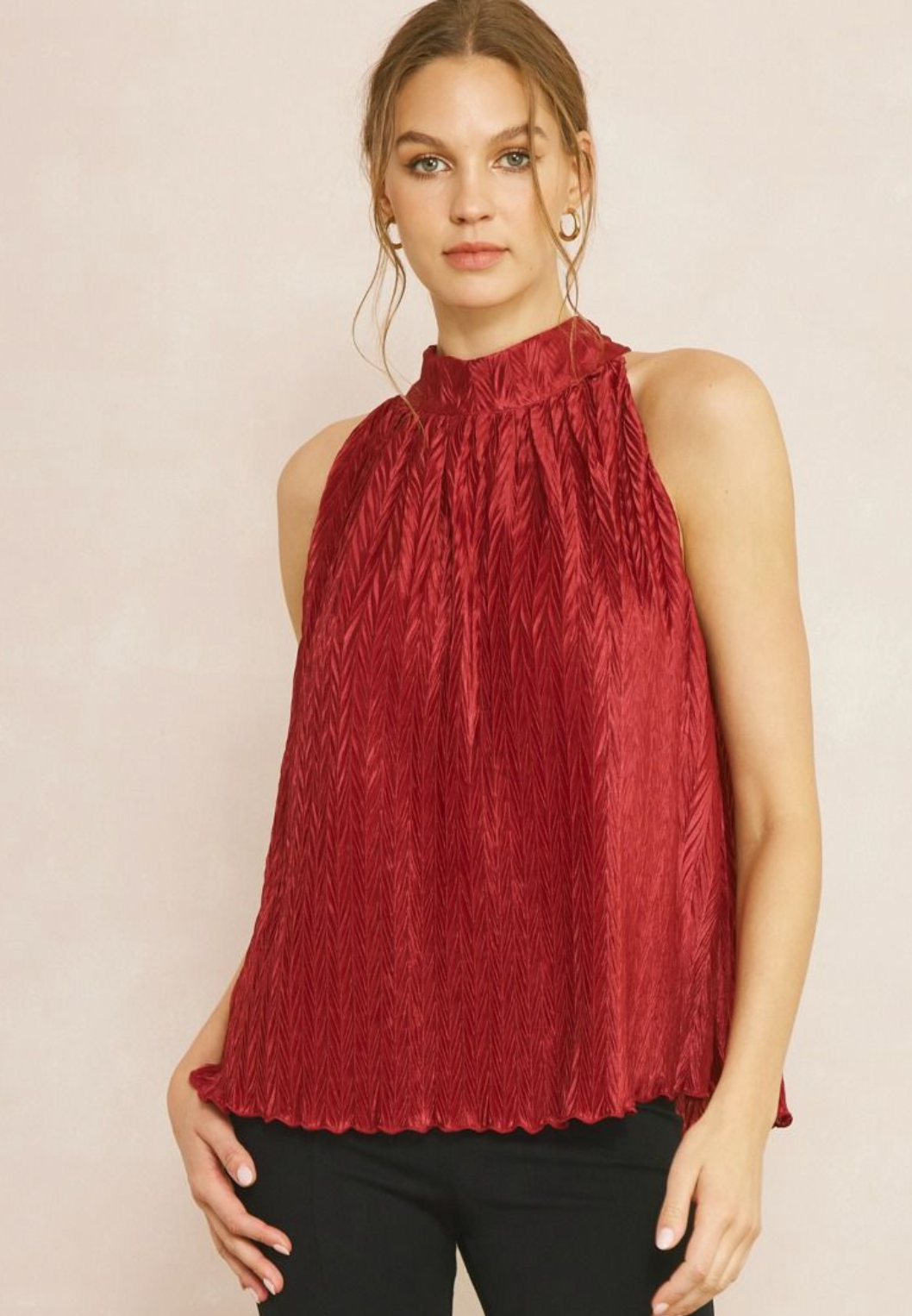 Shimmery Halter Style Satin Blouse