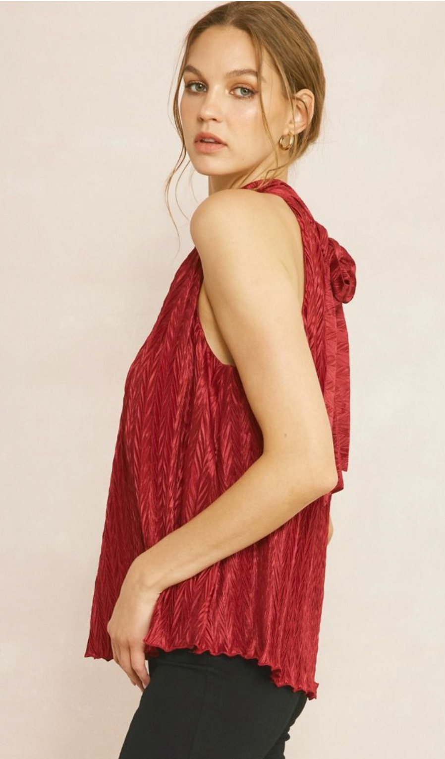 Shimmery Halter Style Satin Blouse