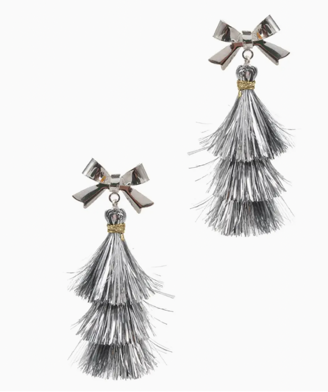 Christmas Ribbon Tassel Earrings
