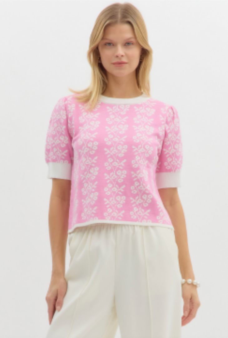 Pink Floral Sweater