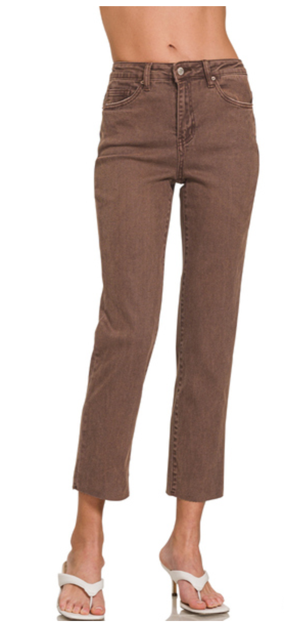 Cropped Stretch Colored Denim Pants