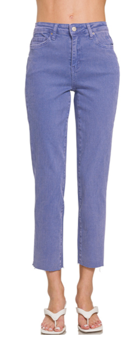 Cropped Stretch Colored Denim Pants