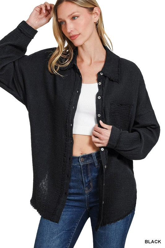 Gauze Long Sleeve Top