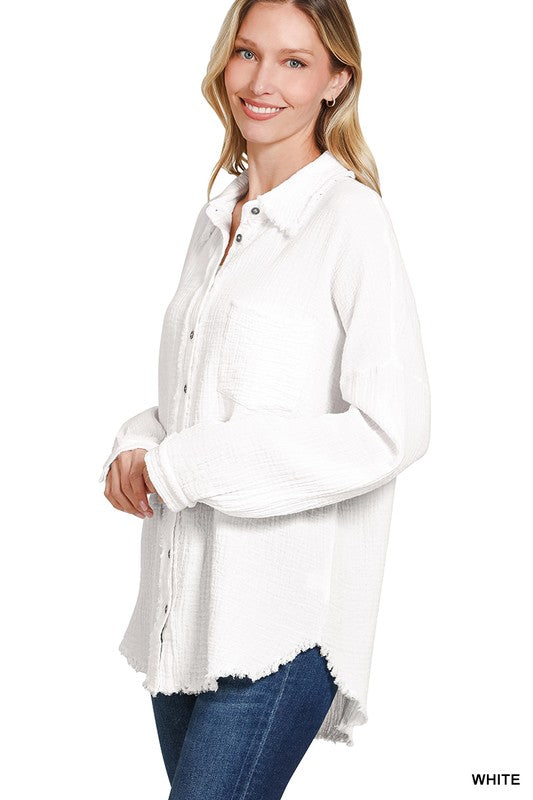 Gauze Long Sleeve Top
