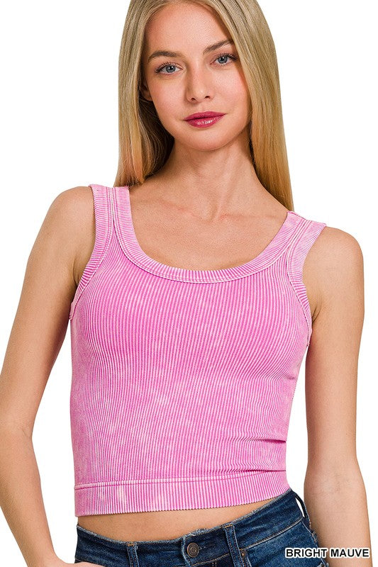 Mineral Washed Tank with Bra Pads