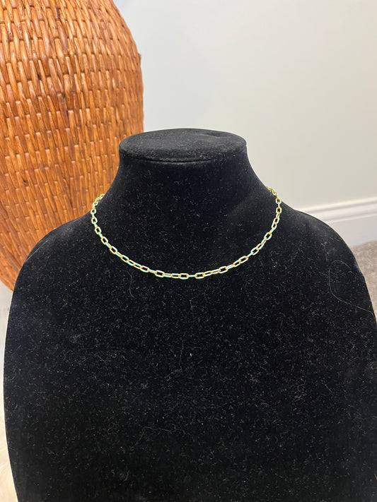 Enamel Paperclip Chain Necklace