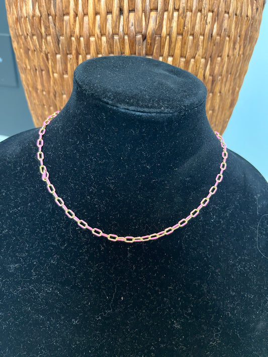 Enamel Paperclip Chain Necklace