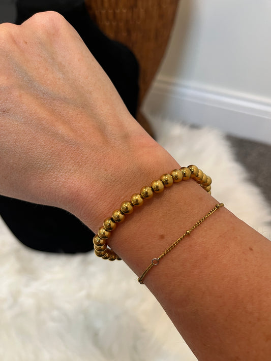 Stainless Steel Gold Stacking Bracelet (6mm)