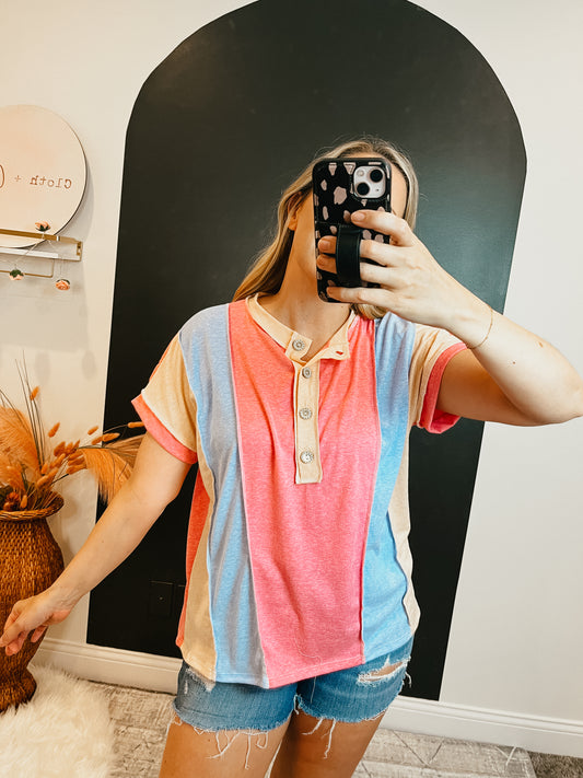 Color-Blocked Pastel Top