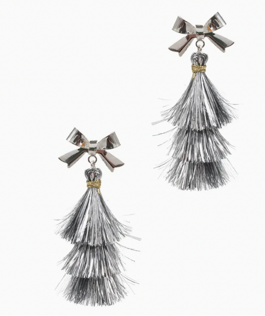 Christmas Ribbon Tassel Earrings